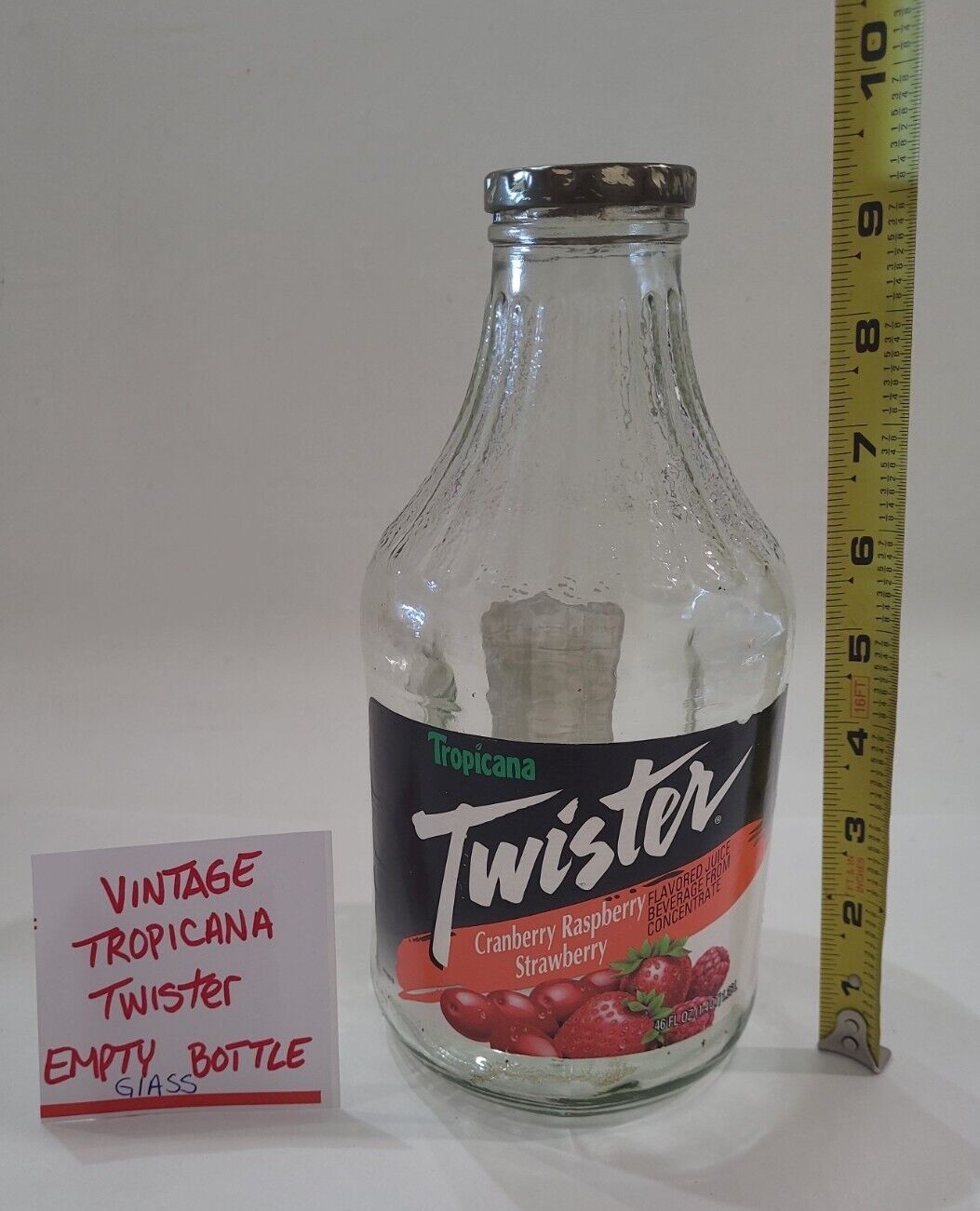 Tropicana Twister Glass Bottle Jug Juice Vintage 1980\'s 1990\'s Movie Prop Old