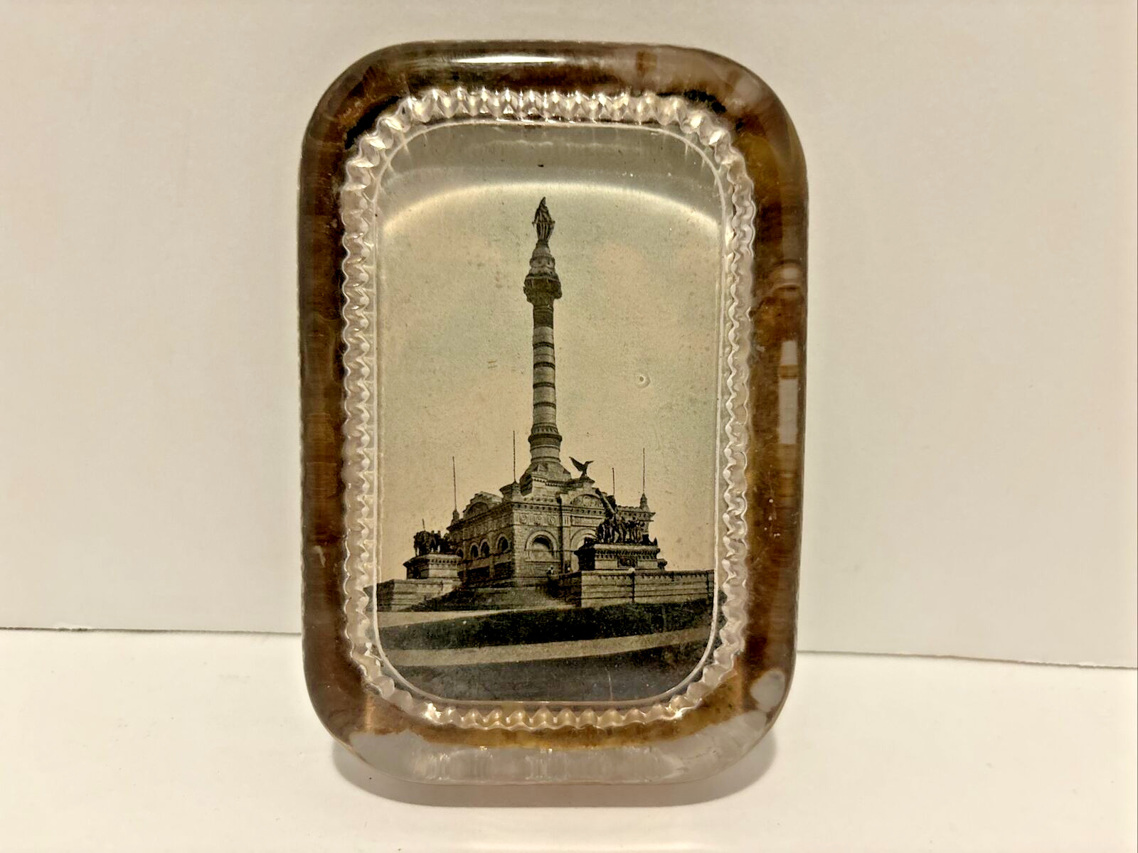 Antique Glass Paperweight Soldiers and Sailors Monument Buffalo NY Real Photo