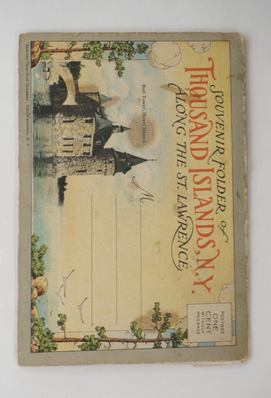 Antique 1930s Thousand Islands (New York) Folding Colored Postcards