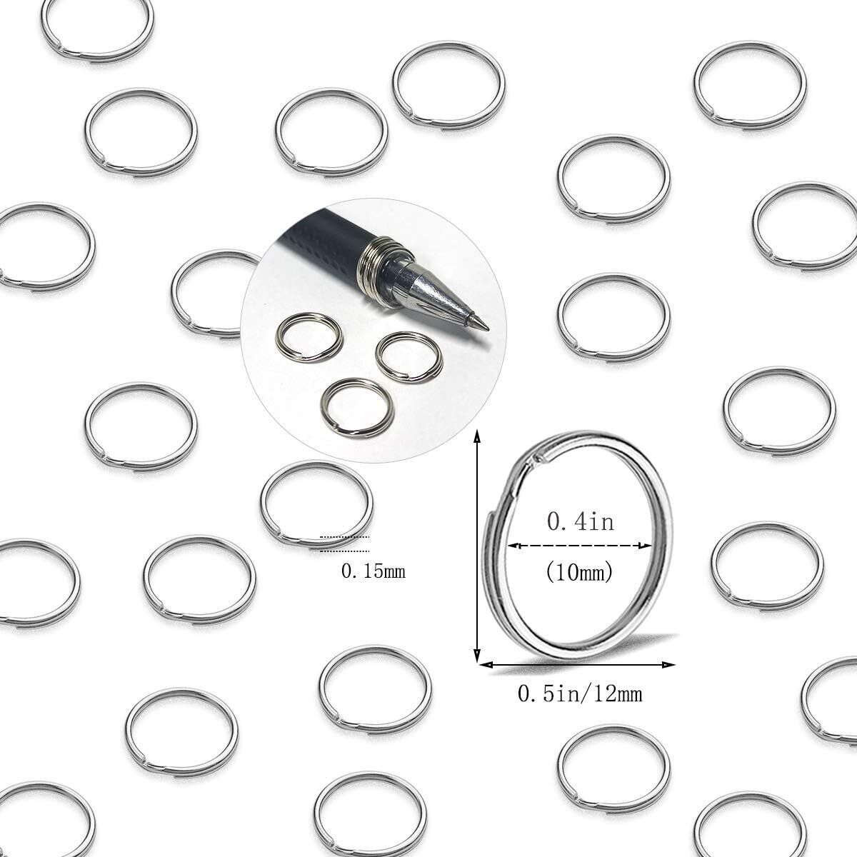 Split Ring, Key Rings Keychain Ring, Craft Metal Ring 12mm, 15mm, 18mm, 100-Pack