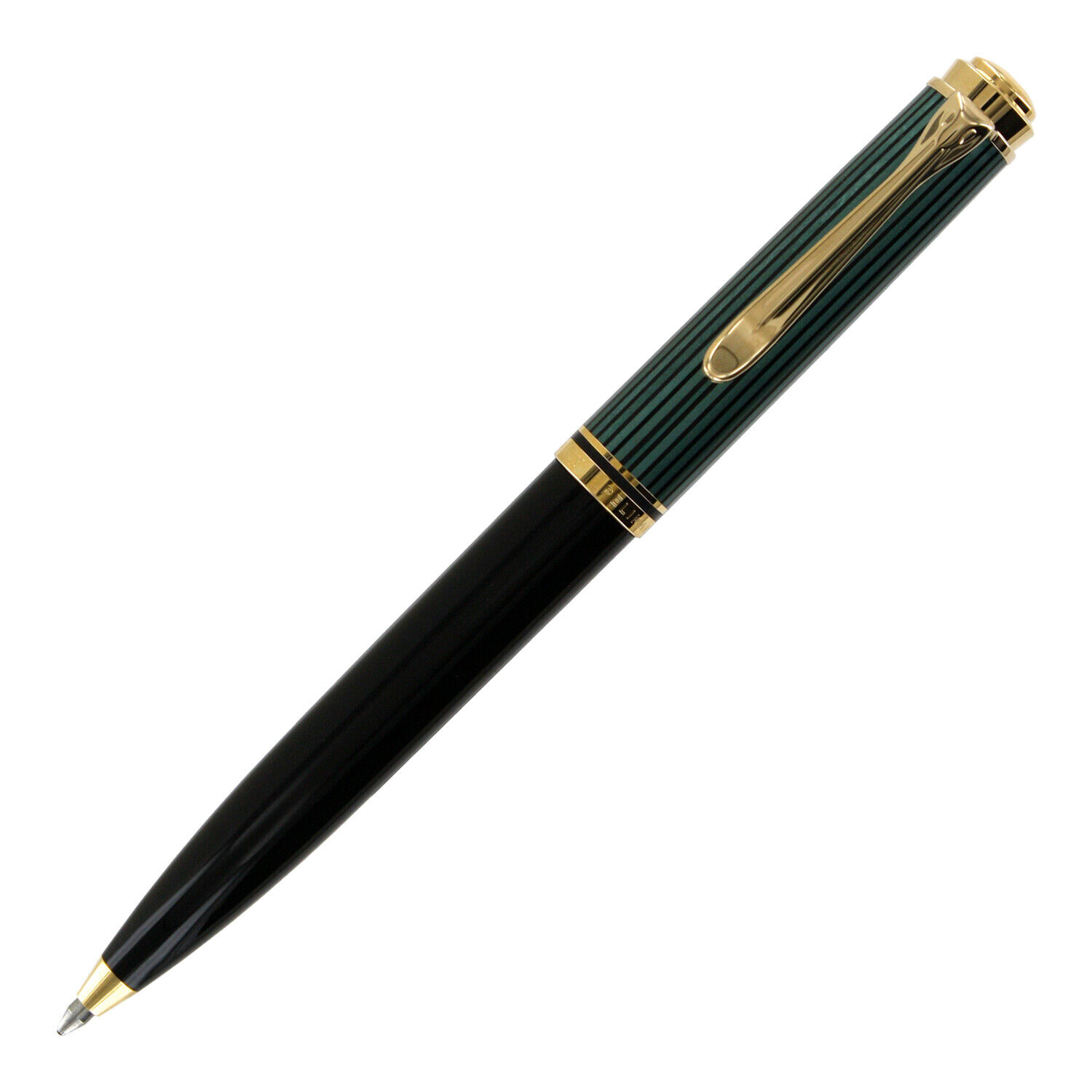 Pelikan Souveran 600 Black/Green Gold Trim Ballpoint Pen - 980086