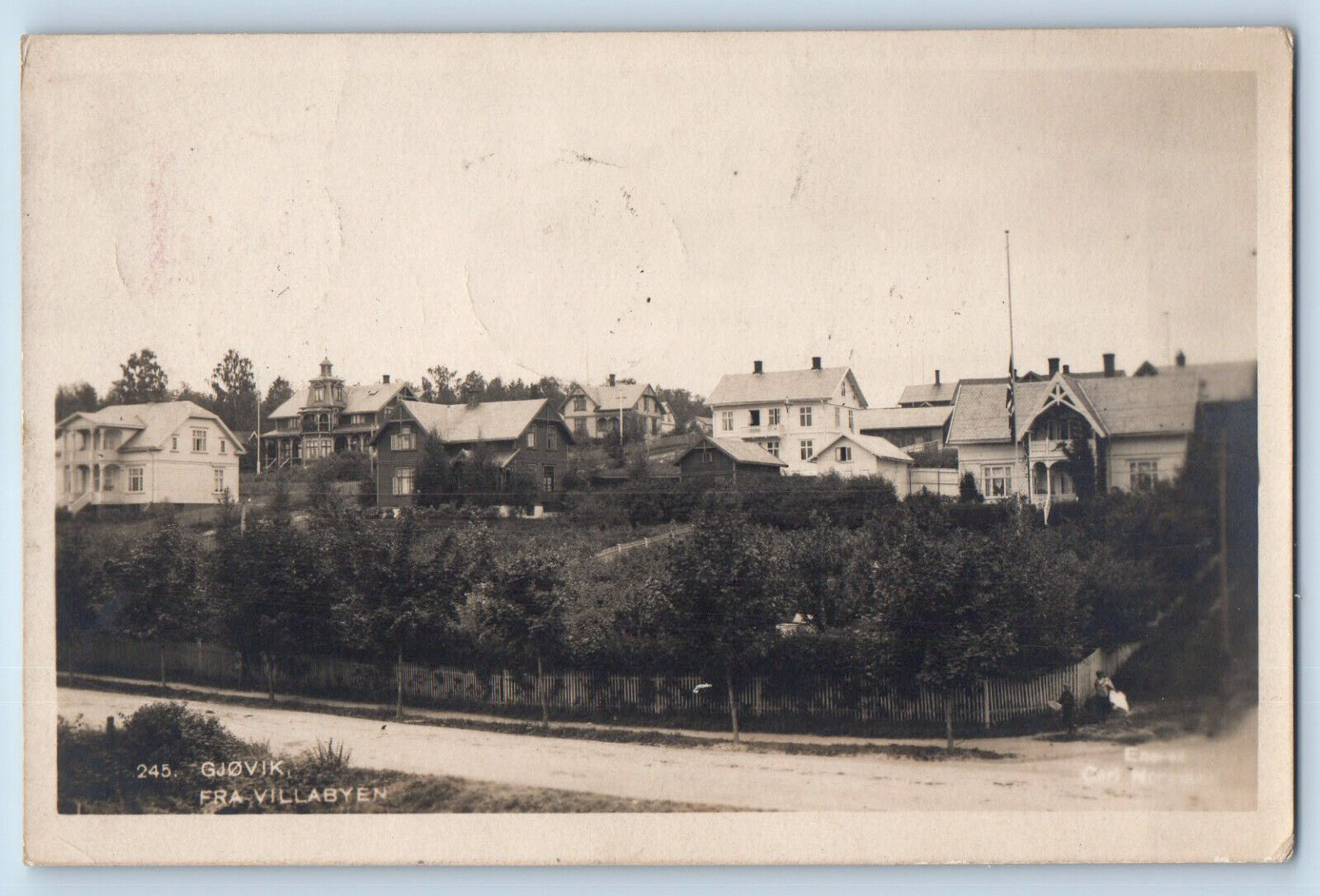 Innlandet County Norway Postcard Gjovik From Villabyen 1917 RPPC Photo