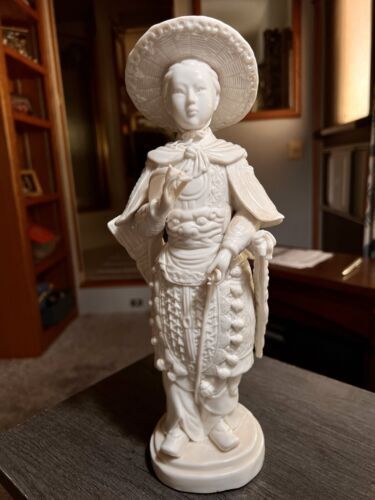 Chinese 12 Inch Hua Mulan Chine De Blanc Heavy Figurine Decor