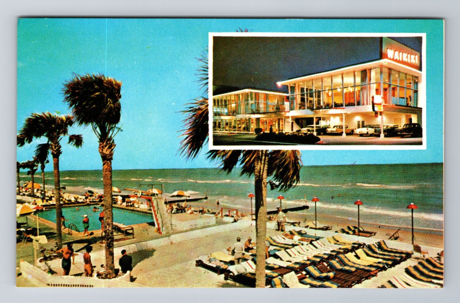 Miami Beach FL-Florida, New Waikiki Hotel, Advertising Souvenir Vintage Postcard