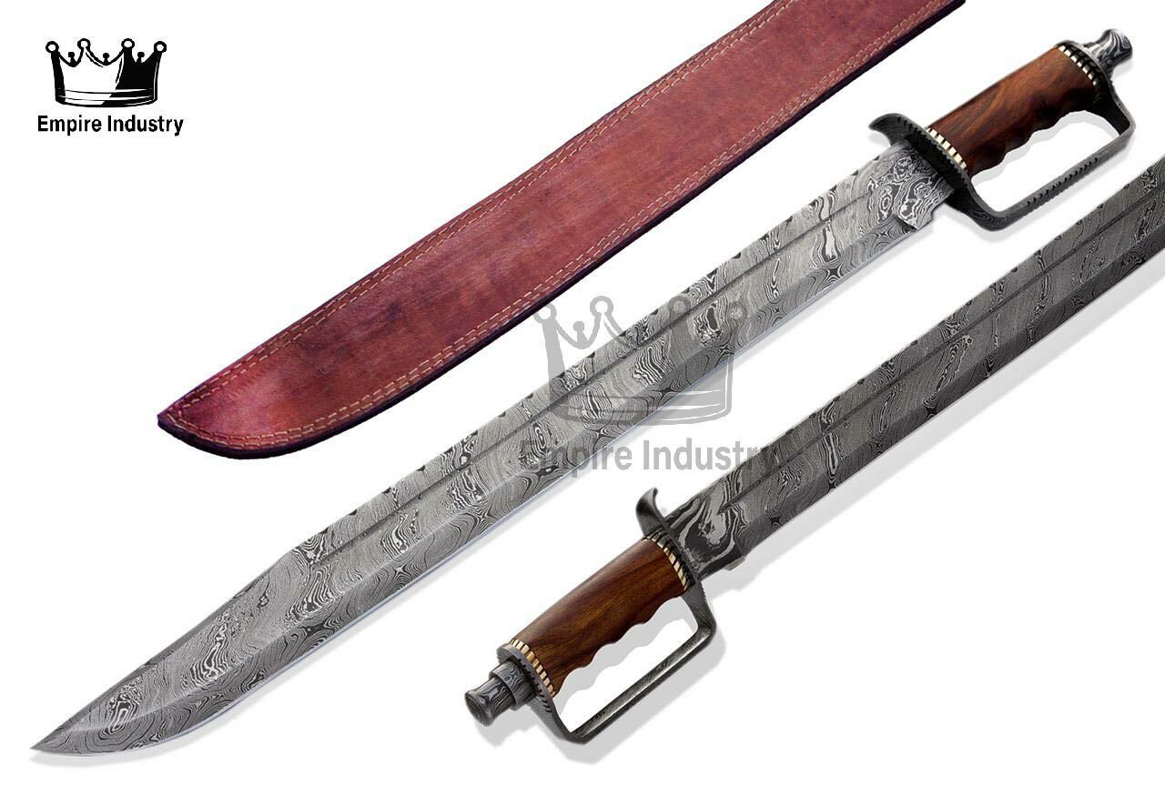 26'' Handmade Damascus Steel D-Guard Sword, Battle Ready With Sheath, Best Gift 