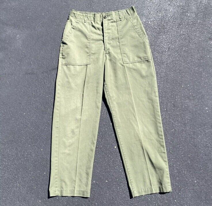 VTG 1980s OG 507 Military Fatigue Pants 30x28 Army Green Utility Trousers