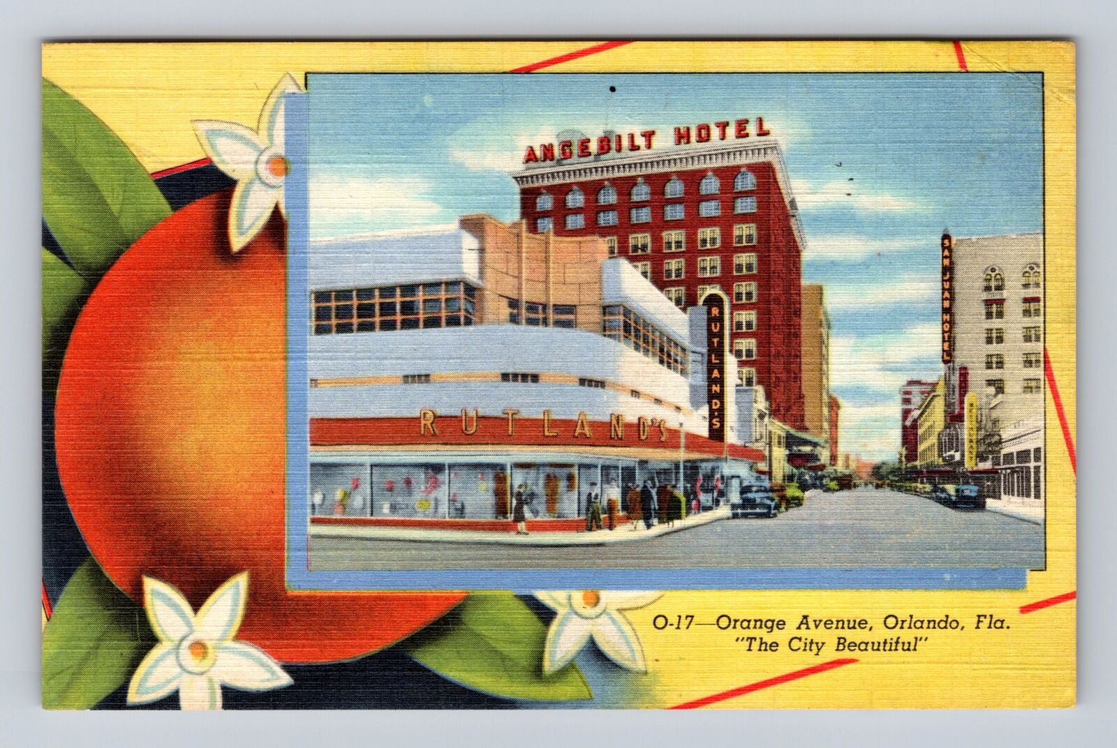 Orlando FL-Florida, Orange Avenue, Angebilt Hotel, Vintage c1952 Postcard