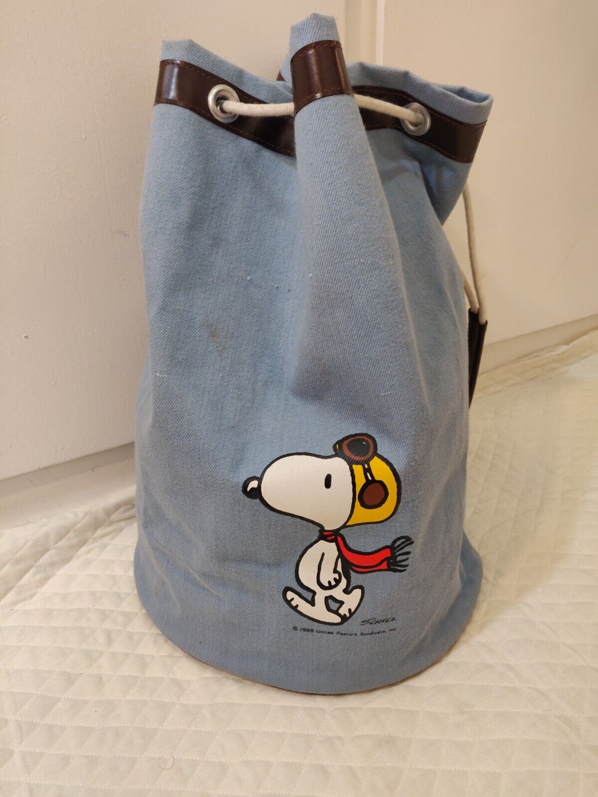 Snoopy Red Baron Laundry Bag. Vintage 1965 Peanuts Charlie Brown 18\