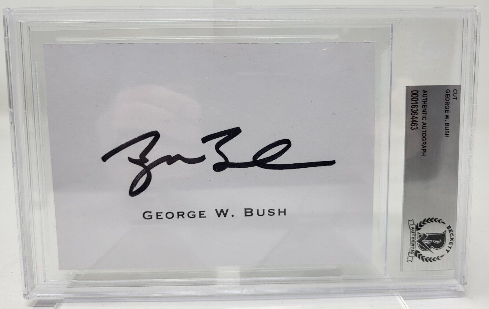 George W Bush signed autographed 43rd President Cut Signature Slabbed Beckett