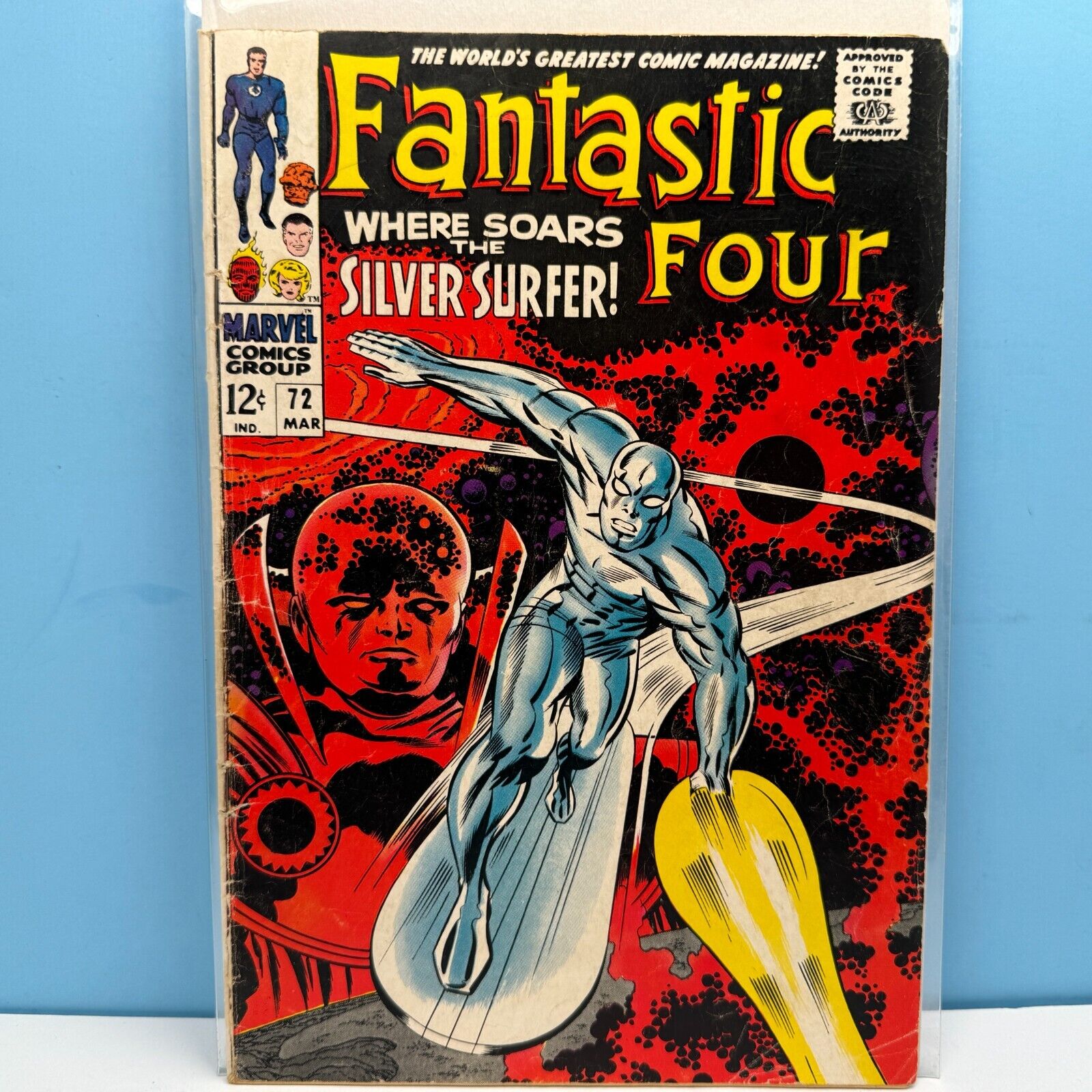 FANTASTIC FOUR #72 (1968) FN white pages,  Classic Silver Surfer by Kirby OW/W