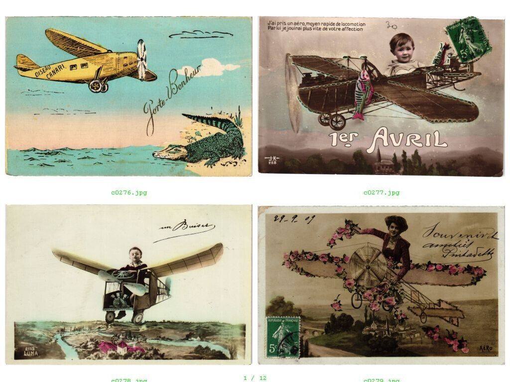 AIRCRAFT FANTASY STYLE MOSTLY REAL PHOTO, 120 Vintage Postcards Pre-1940 (L6711)