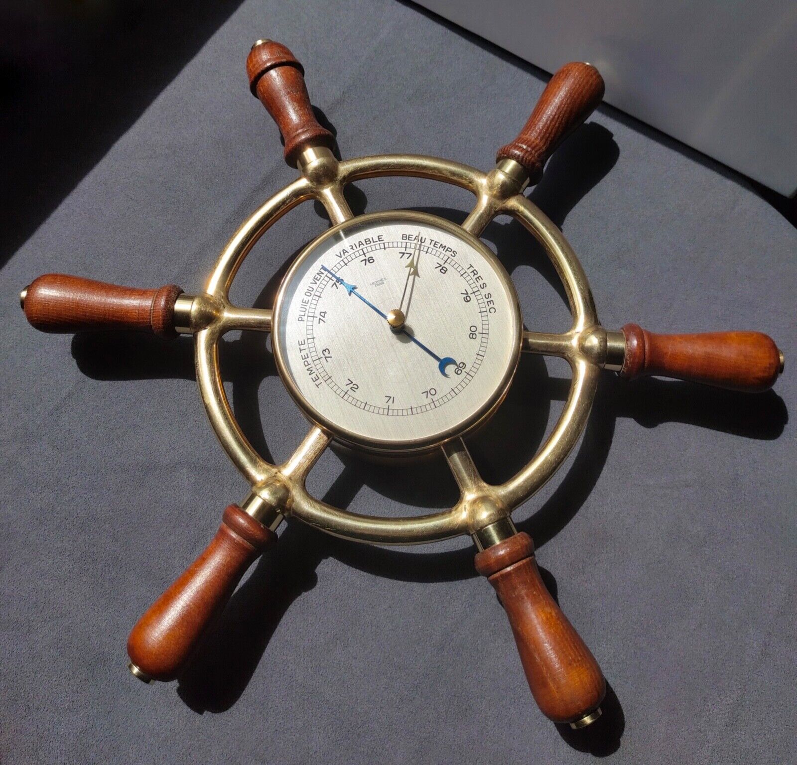 1960s Hermès wall barometer ship wheel SERVICED (no desk clock) Jaeger-LeCoultre