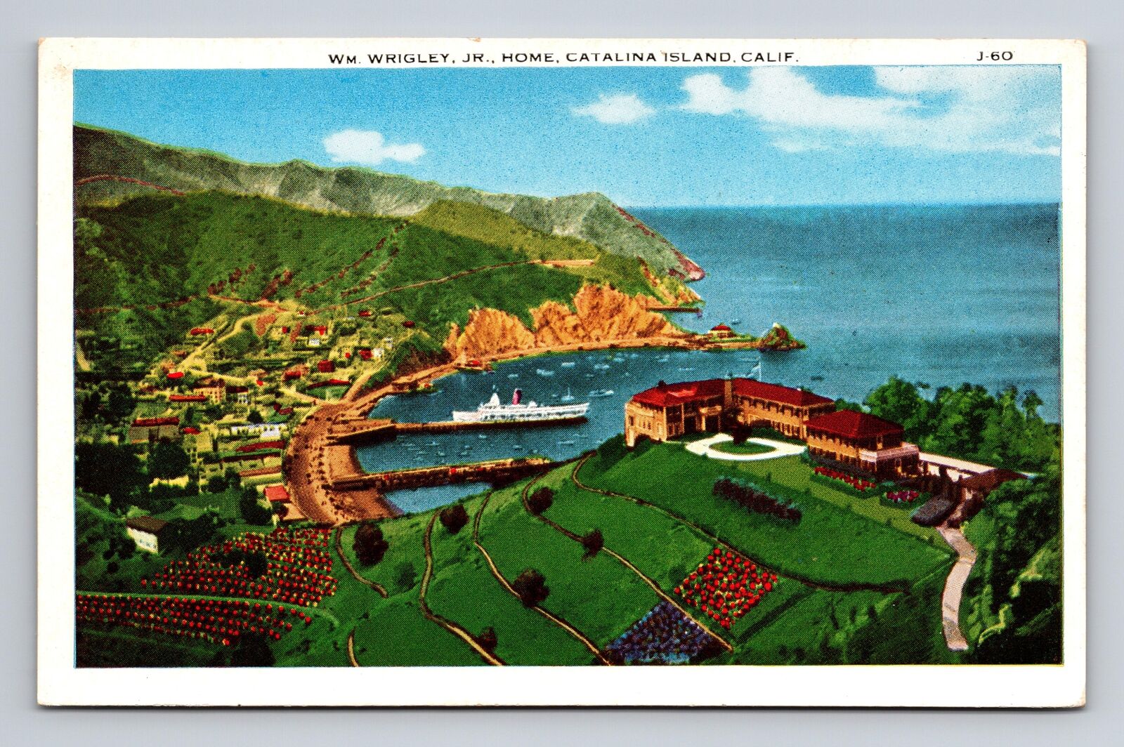WB Postcard Catalina Island CA California Home of Wm Wrigley Jr Residence