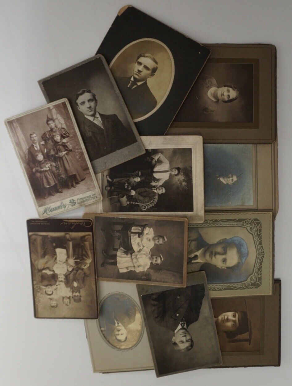 Lot of 12 Antique Silver Print Family Portrait Photos (Pittsburgh Studio)