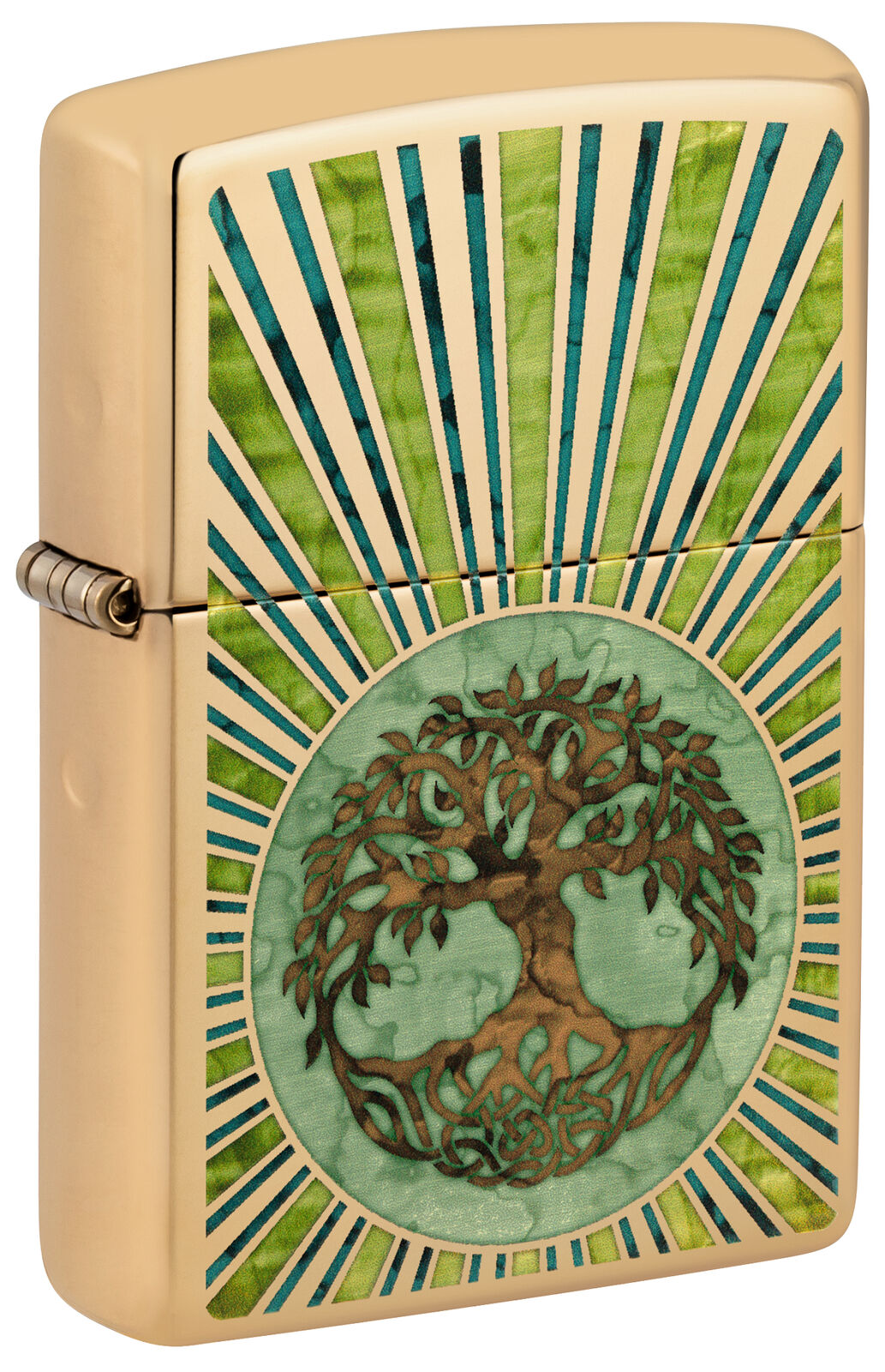 Zippo Fusion Tree of Life Design High Polish Brass Windproof Lighter, 48391