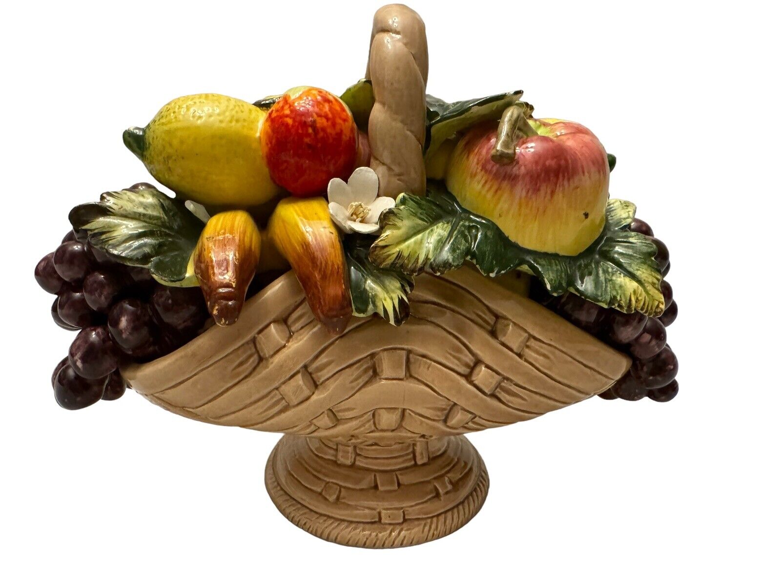 Vintage Sorrento By Arnart Signed Porcelain Fruit Basket Sculpture #33/183 Japan