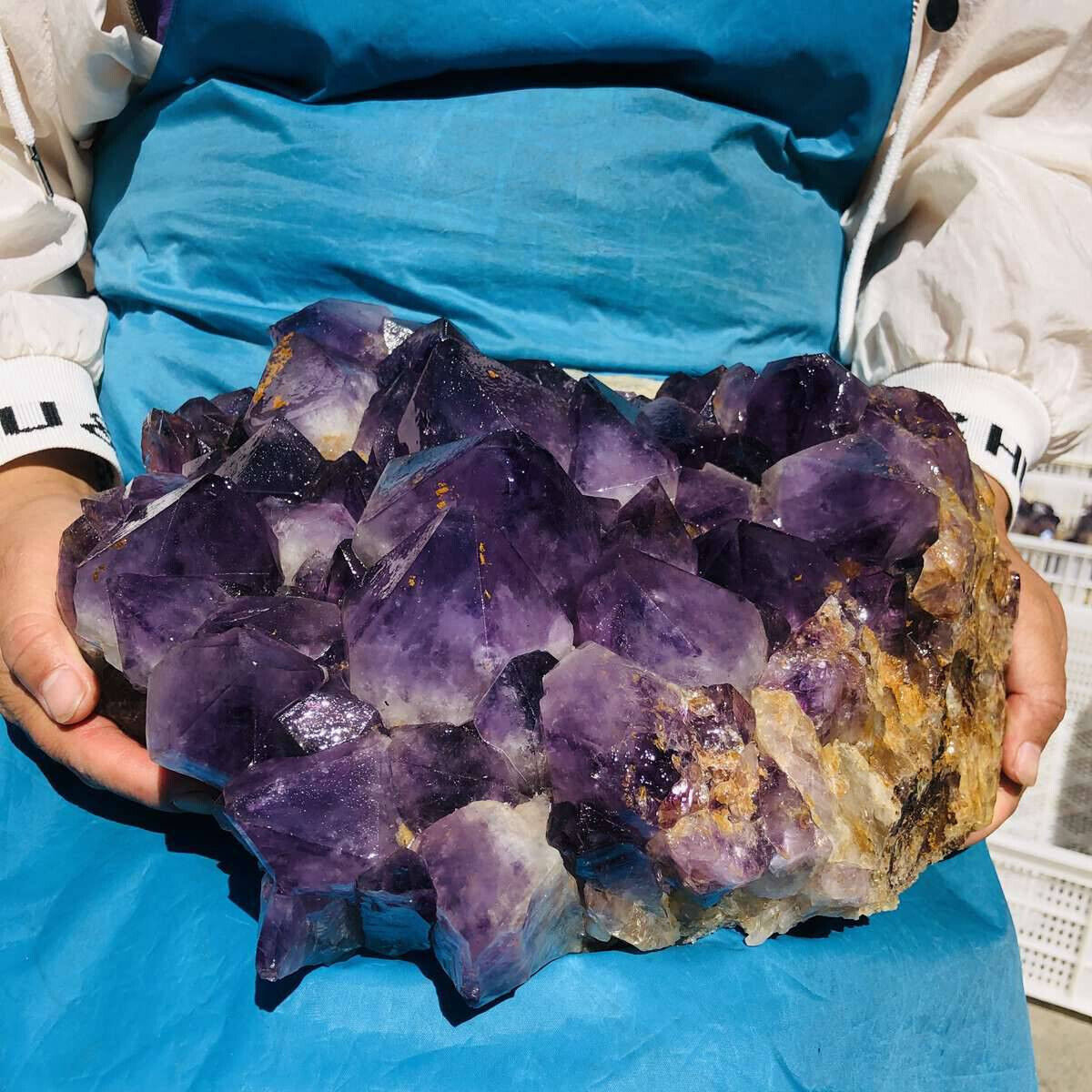 19.22LB Natural Amethyst geode quartz cluster crystal specimen Healing 540