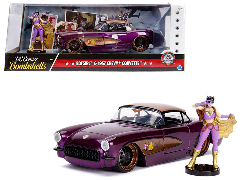 1957 Chevrolet Corvette Purple with Batgirl Diecast Figurine \