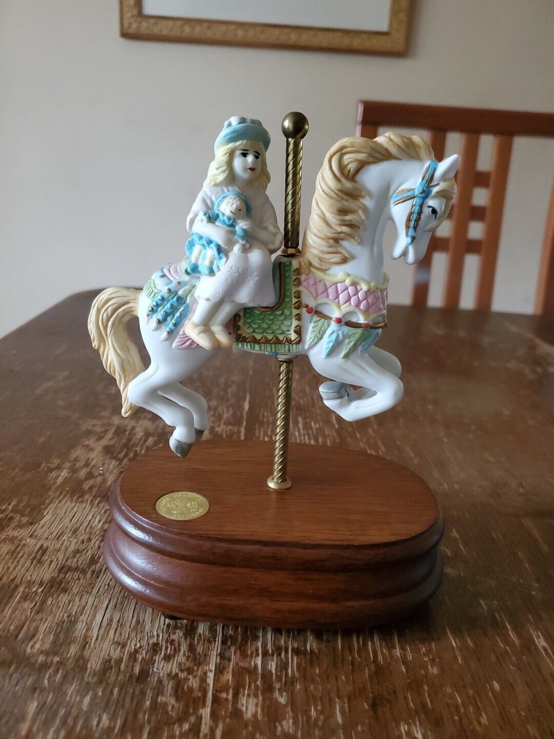 Carousel Collection 3rd Edition Bisque Porcelain Horse W/Girl Holding Doll Rider
