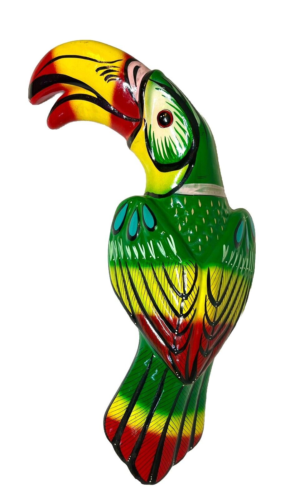 Hand Painted Talavera Style Gorgeous Parrot Made In Mexico Signed