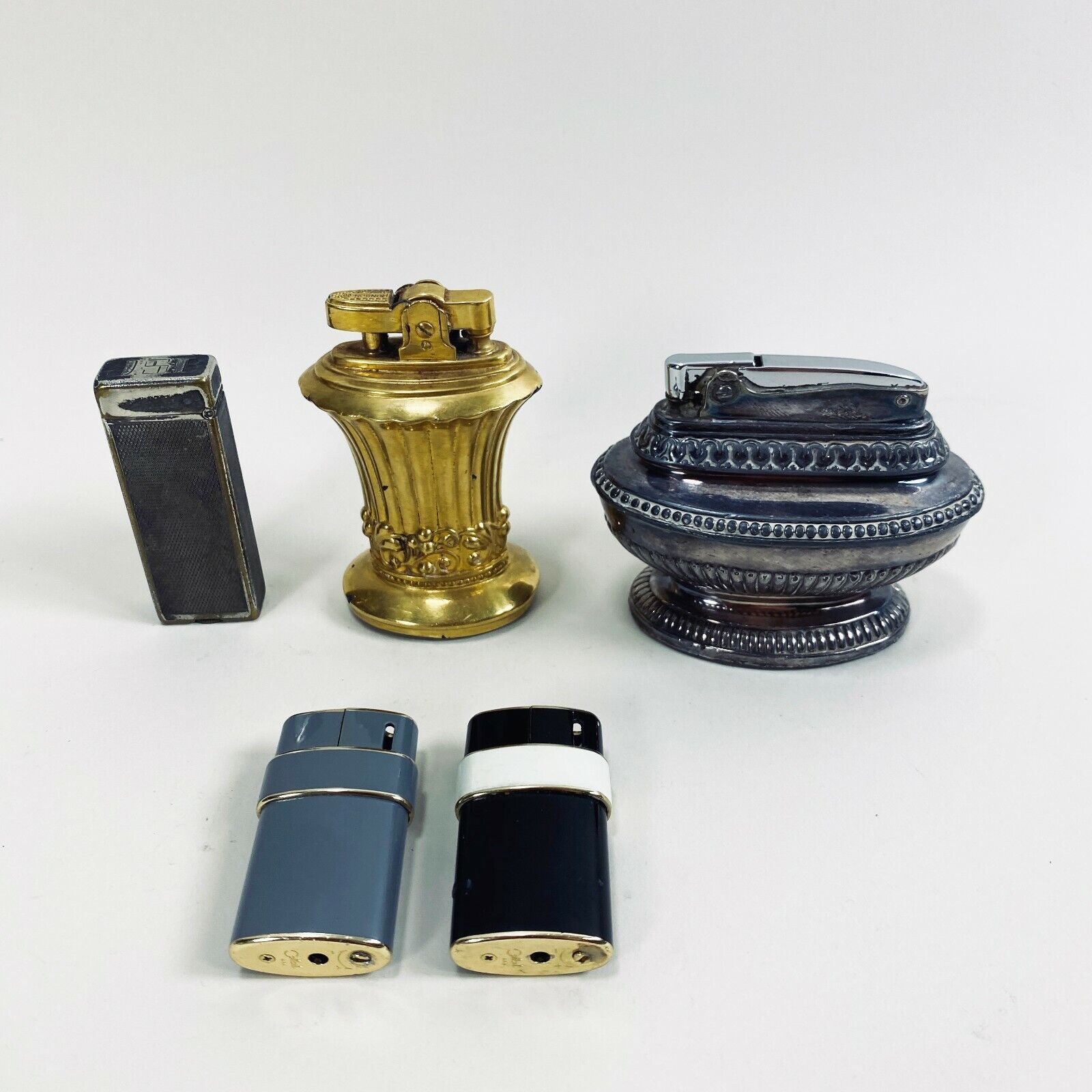 Lot Ronson Queen Anne + Newport + Dunhill Rollalite + Pair Colibri Lighters