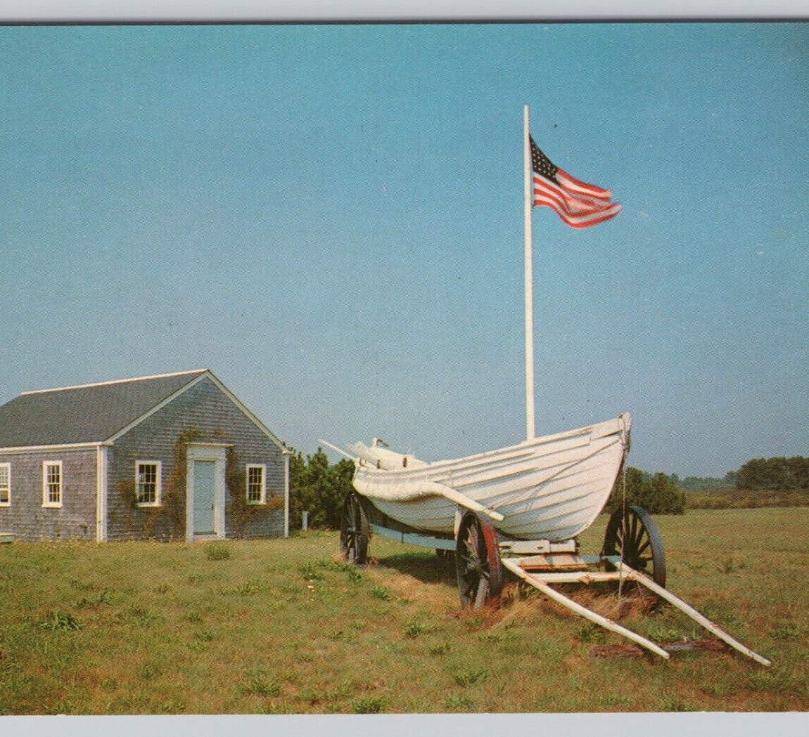 Nantucket, MA, Old Lifeboat at Maddaket Life Saving Station Vintage Postcard UNP