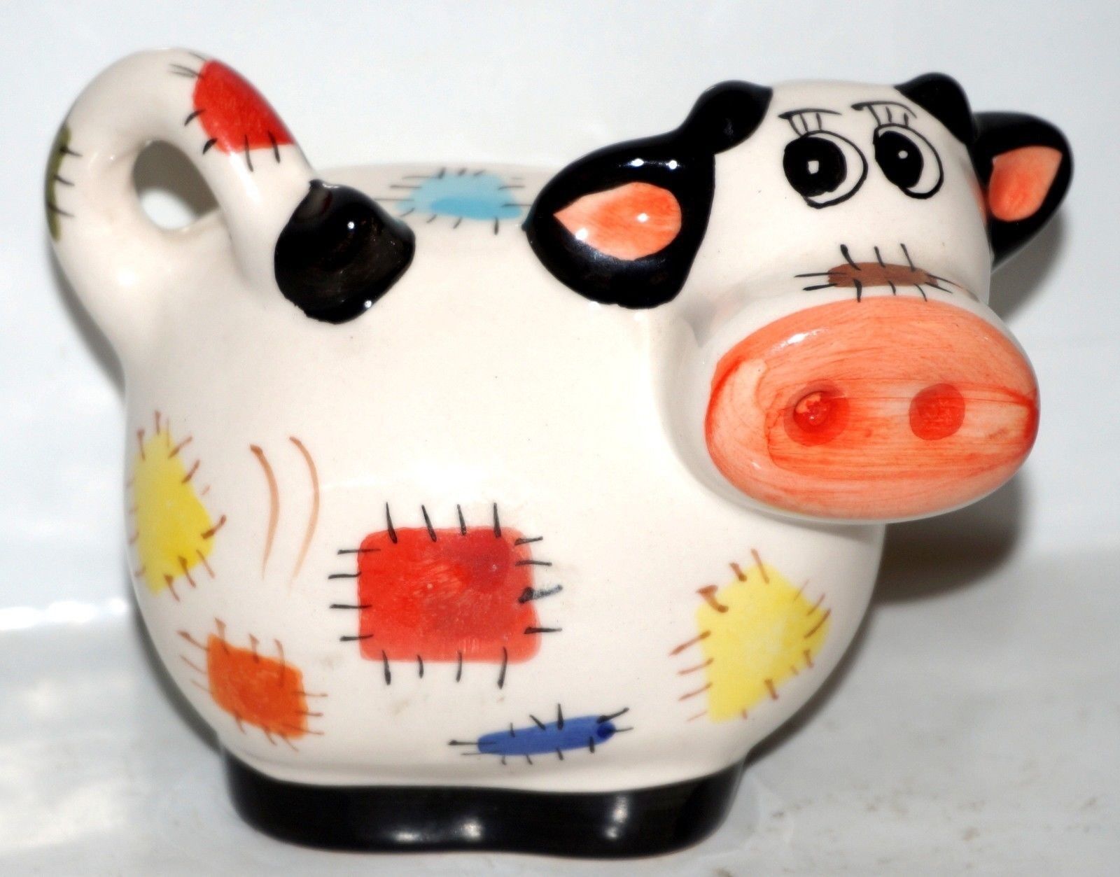 Cow piggy bank ceramic with patches all over 4\