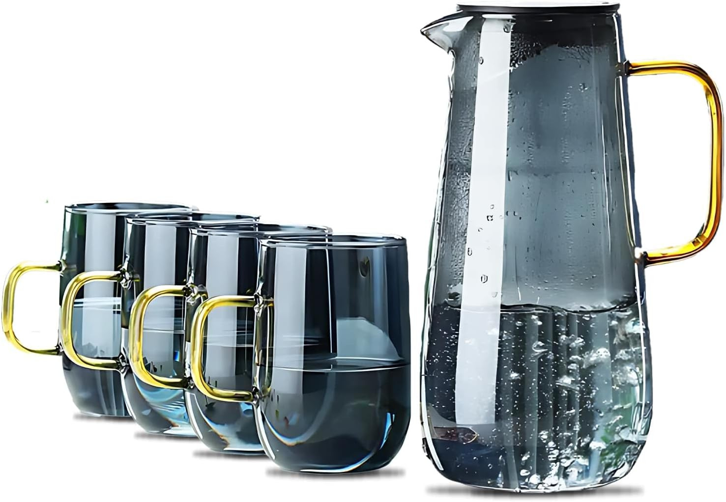Glass Pitcher Set – 1.6L Glass Water Pitcher Set with 4 Cups and Filter – Elegan