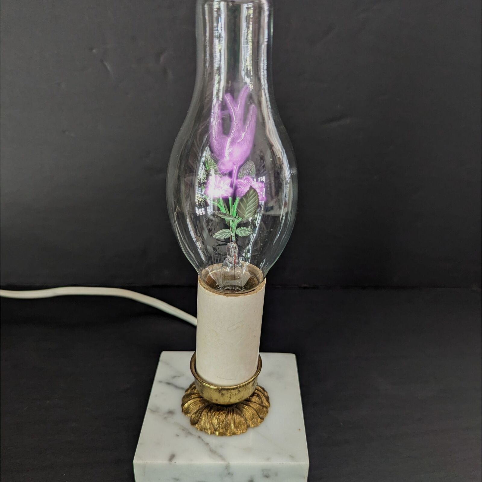 Vtg Aerolux Style Neon Flower Light Bulb Swallow Bird Marble Base Lamp READ