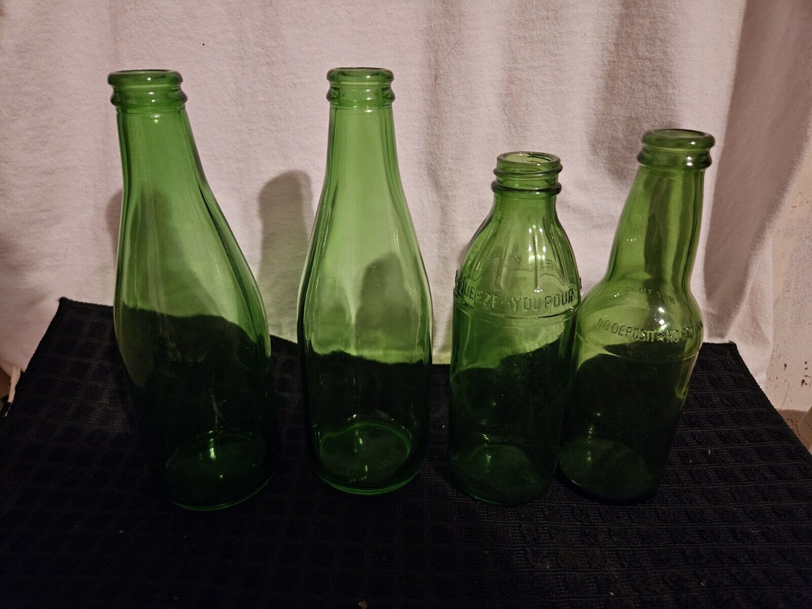Lot 4 Vintage Green Bottles