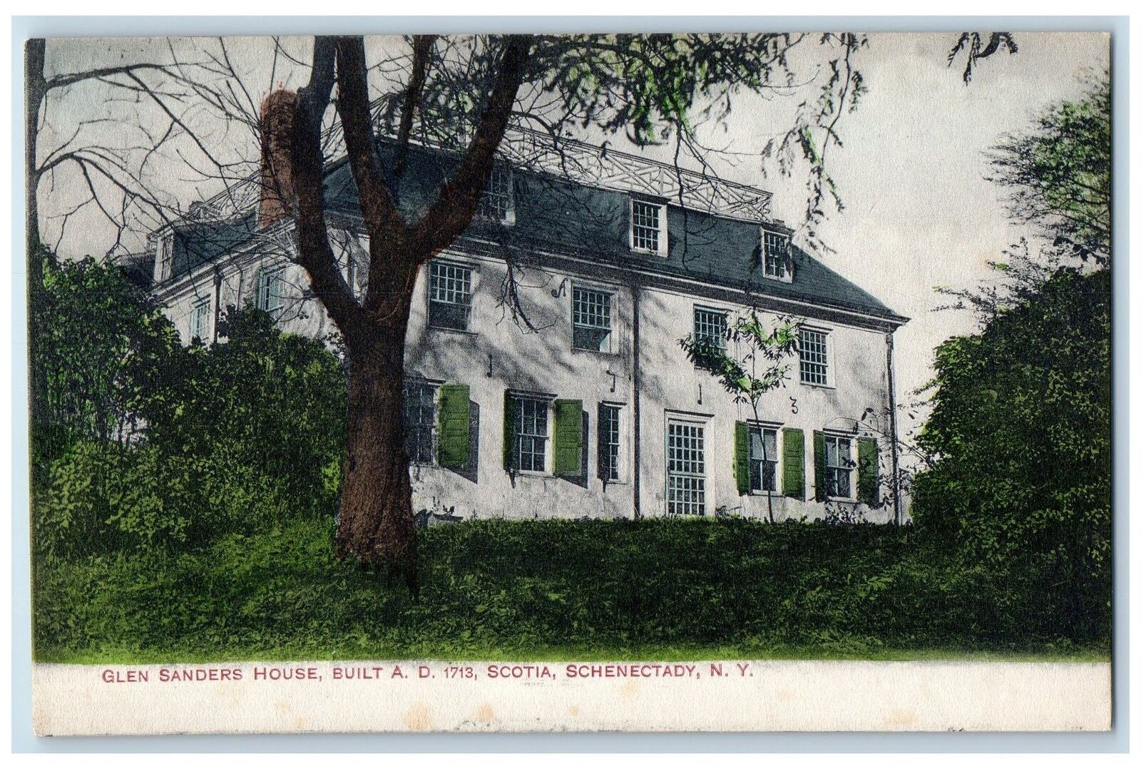 c1920's Glen Sanders House A.D. 1713 Front View Scotia Schenectady NY Postcard