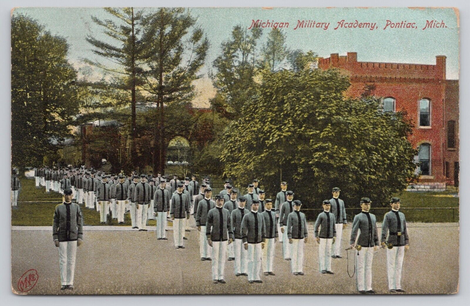 Pontiac Michigan, Michigan Military Academy Cadets 1909 Antique Postcard