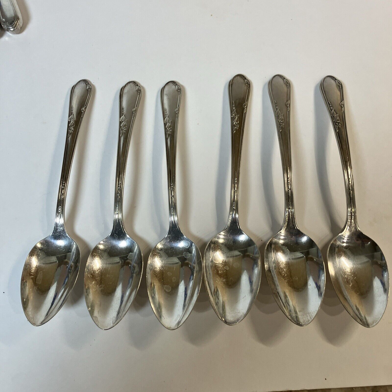Wm A Rogers Oneida Meadowbrook Heather SilverPlate LOT Of 6 Soup Spoons