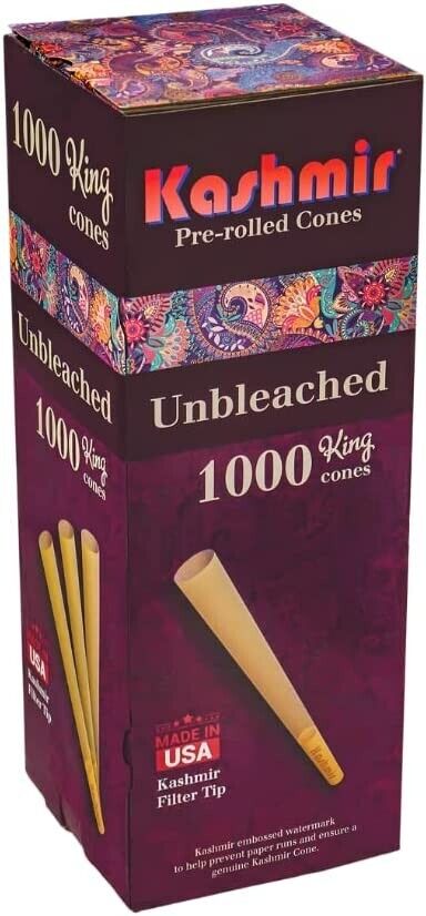 Pre Rolled Cones Bulk 1000 Organic Rolling Papers King Size with Tips by Kashmir