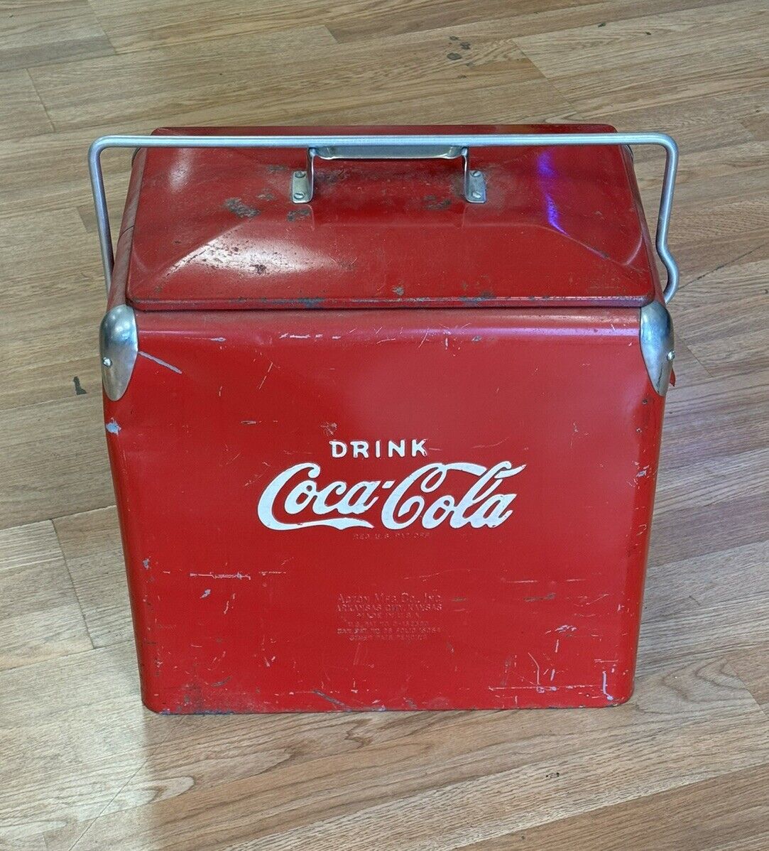 Vintage Coca Cola Cooler Action Mfg Trade Marked Metal 1950s Mid Century