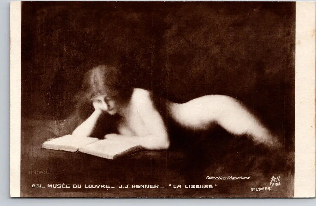 Postcard France Musee Du Louvre J.J. Henner La Liseuse Art UNP