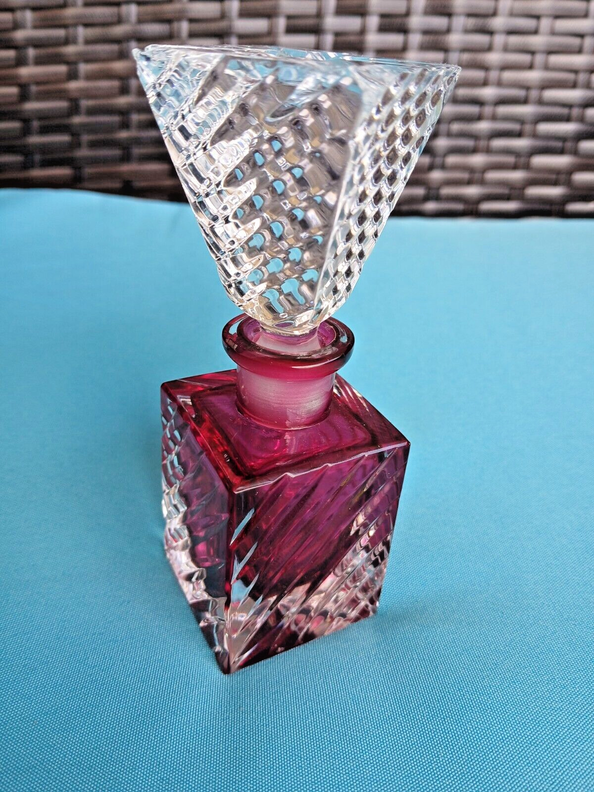 vintage perfume bottle crystal glass burgandy
