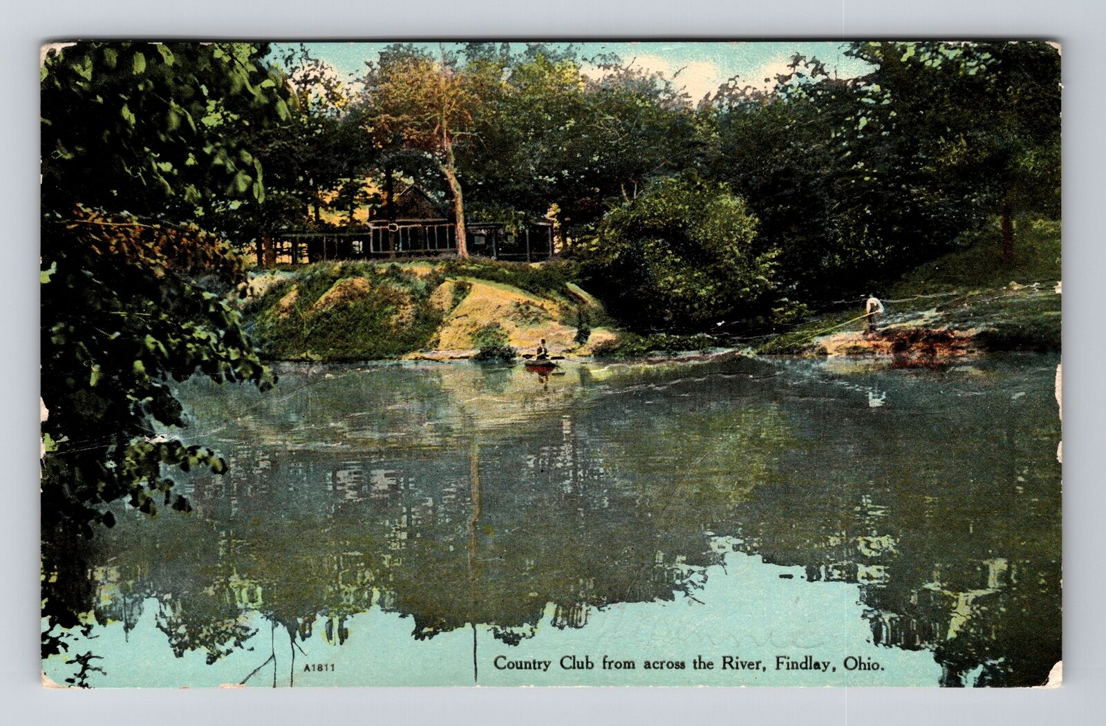 Findlay OH-Ohio, Country Club from Across the River, Vintage Postcard