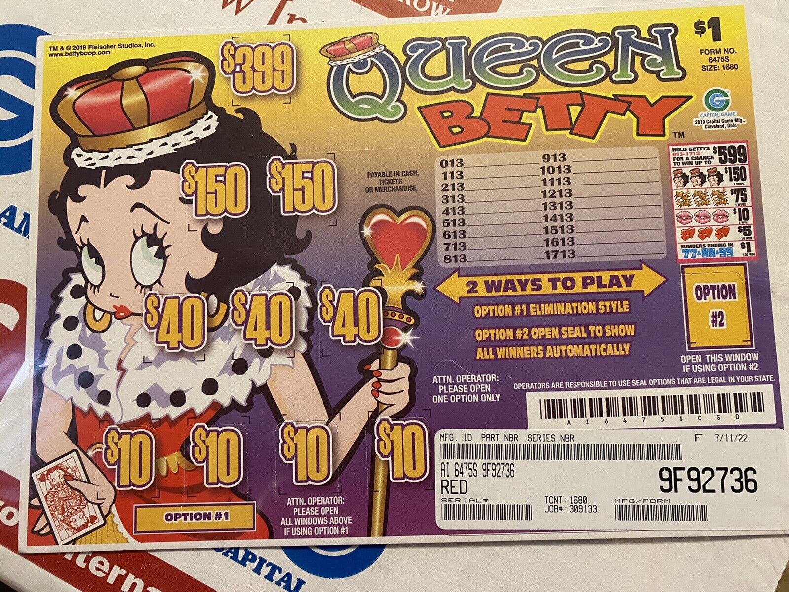 NEW Pull Tickets Queen Betty 