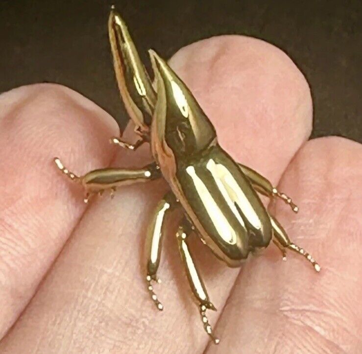 Baby Gold Rhinoceros Beetle By Rafael Glass Sculpture Non Uranium No Glow