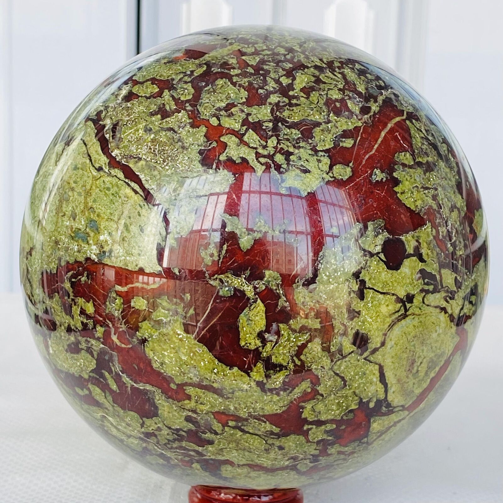 3580g Natural dragon blood stone quartz sphere crystal ball reiki healing