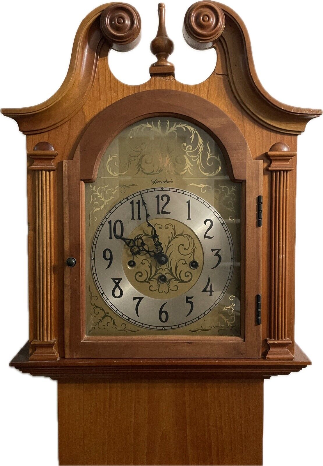 6ft Herschede Grandmother Clock 8 Day Newton Vintage Antique Oak Grandfather