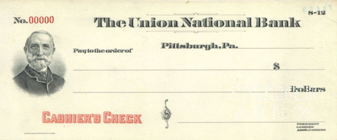 Union National Bank - American Bank Note Company Specimen Checks - American Bank