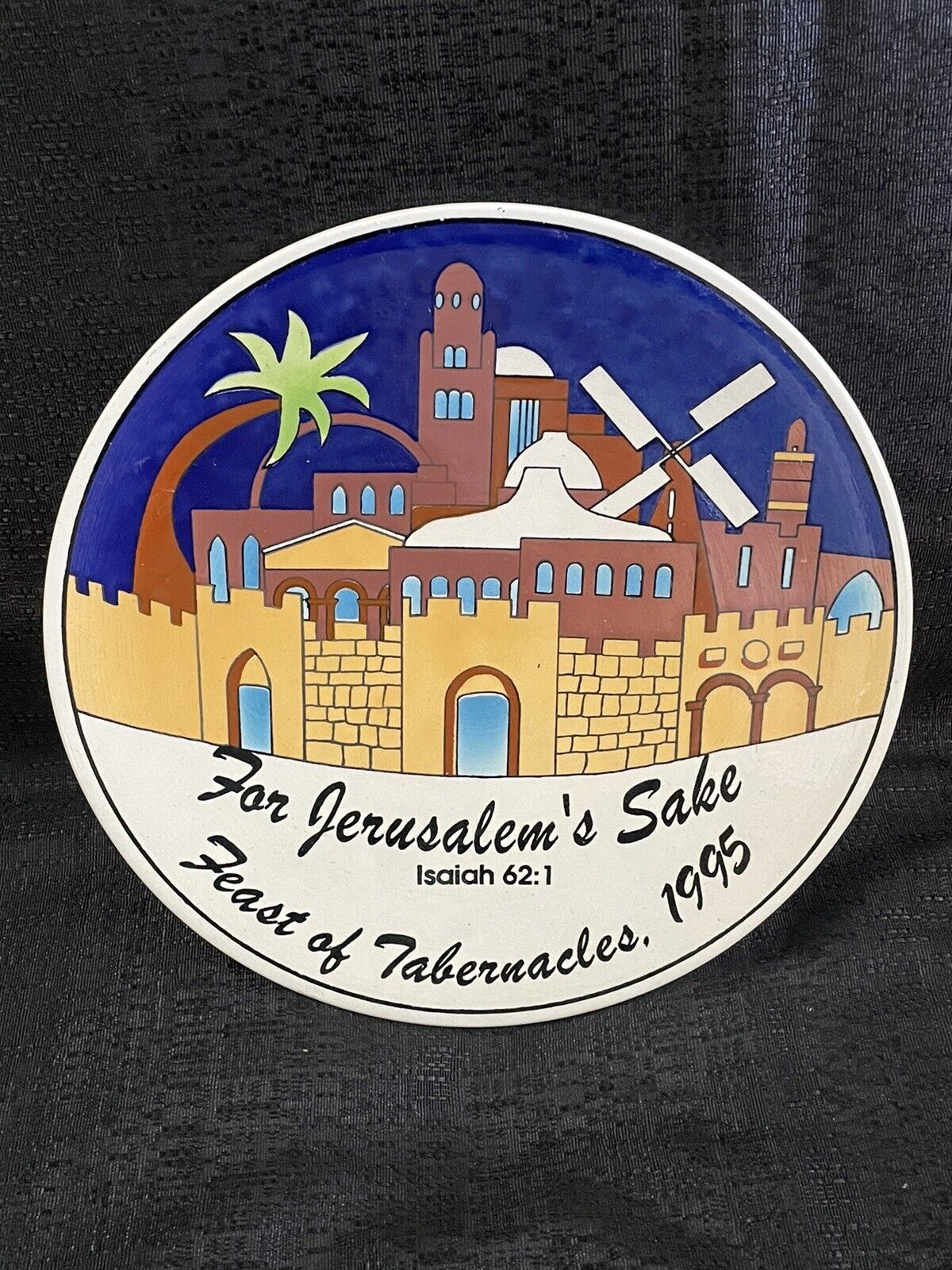 Feast of Tabernacles Jerusalem 1995 Decorative Ceramic Wall Plate 10.5”