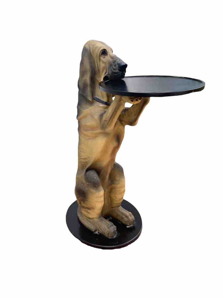 Dog Butler Hound Sculpture with Serving Tray Vintage Bombay Company 1998