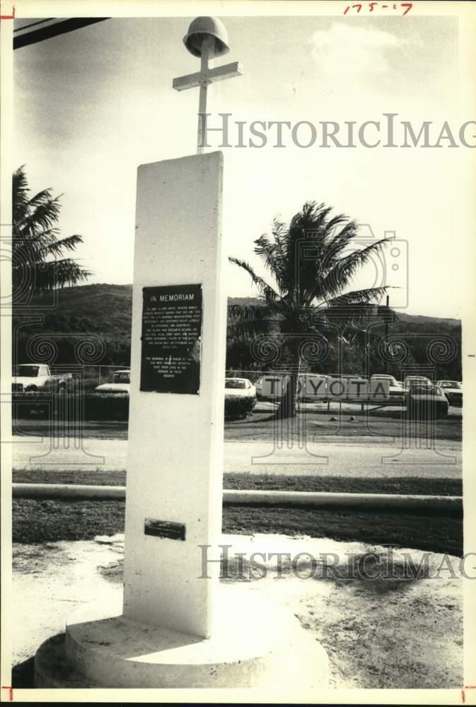 1981 Press Photo American World War II memorial stands on Saipan in Micronesia