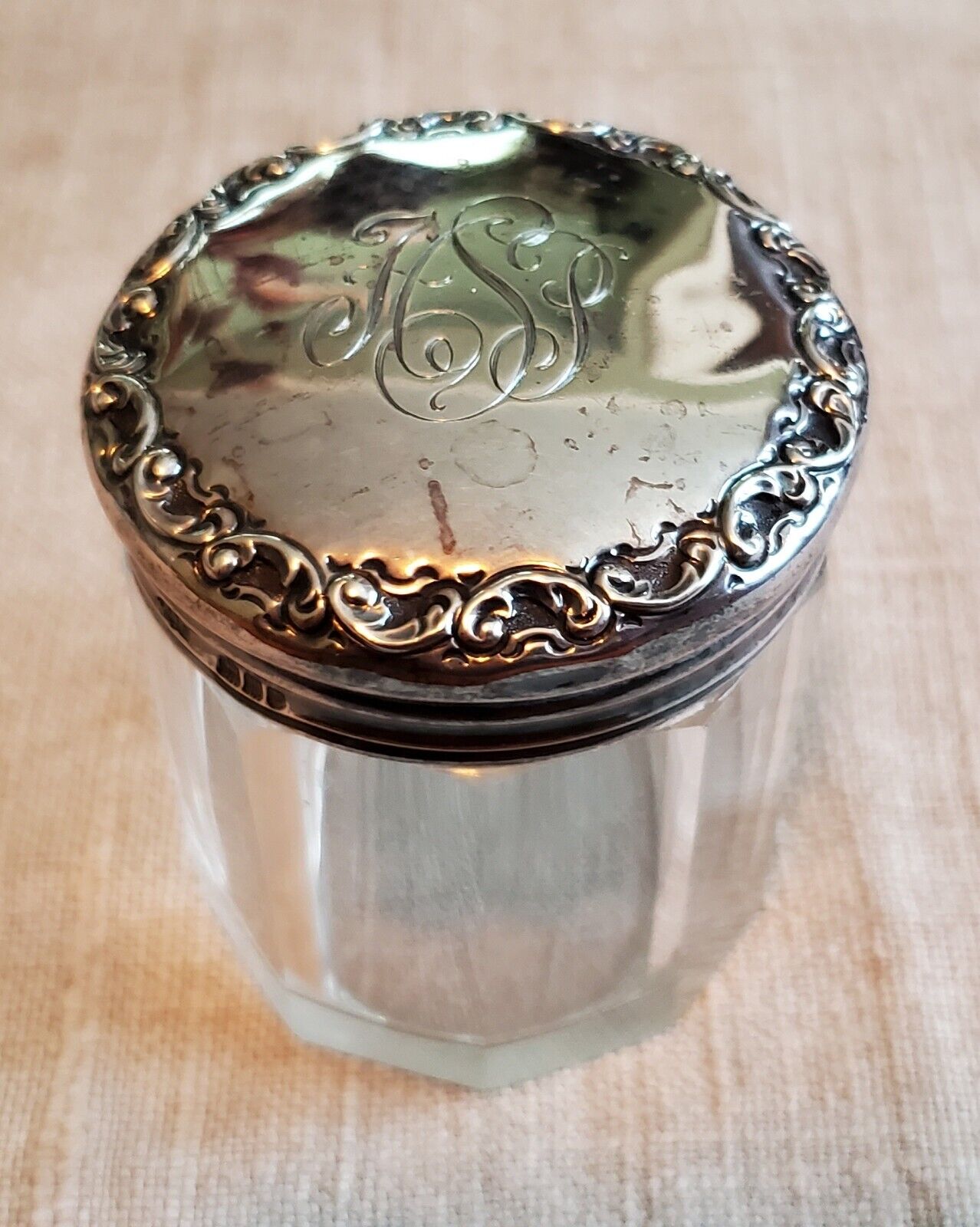 English Silver Glass Dresser Jar - Edward and Sons of Regent St, London - 1907