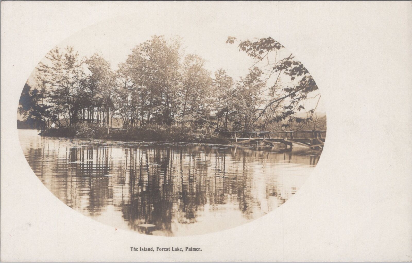 The Island Forest Lake, Palmer Massachusetts c1900s RPPC Photo Postcard