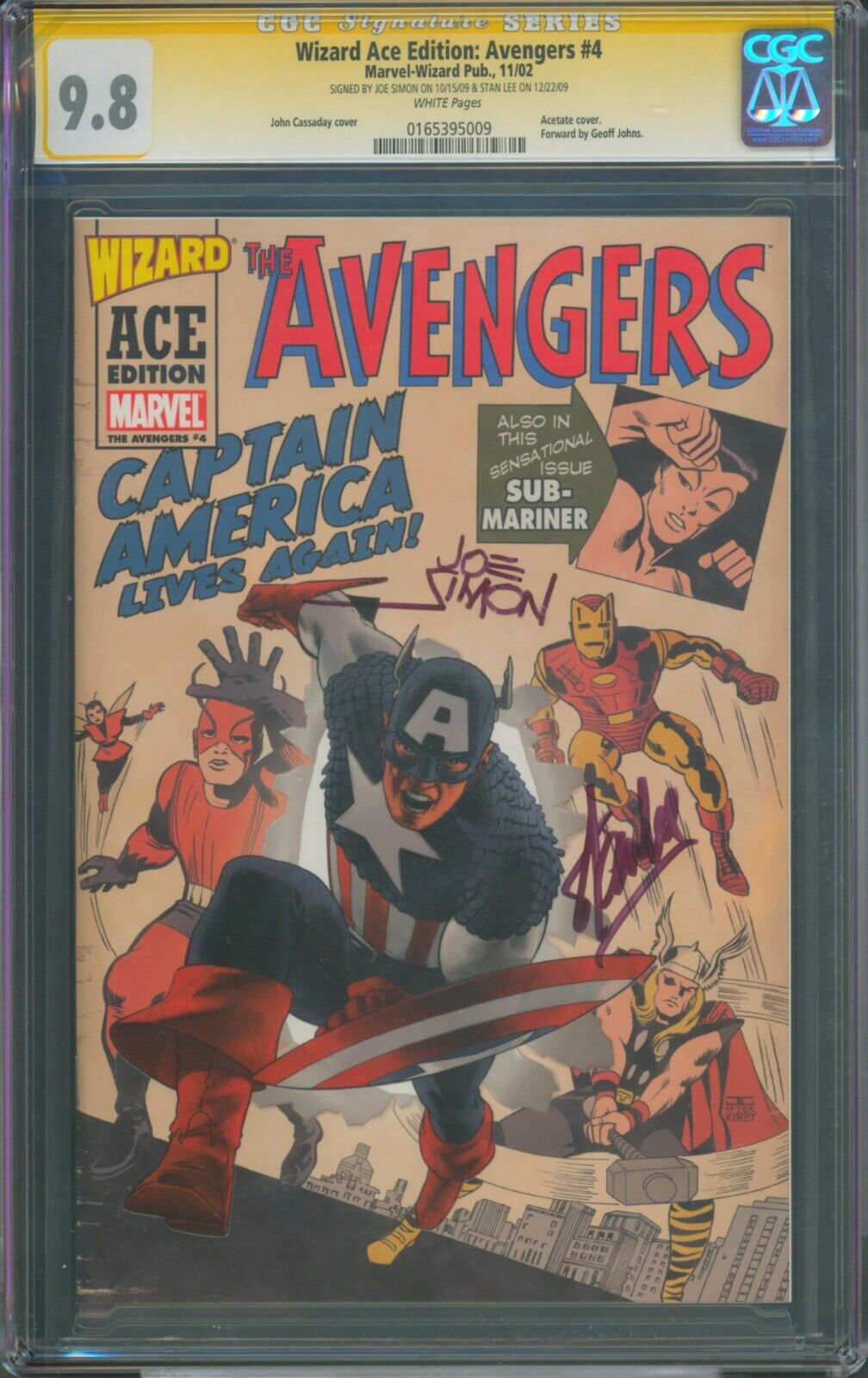 Wizard Ace Edition: Avengers #4 (2002) ⭐ 2X SIGNED STAN LEE + SIMON ⭐ CGC 9.8 SS