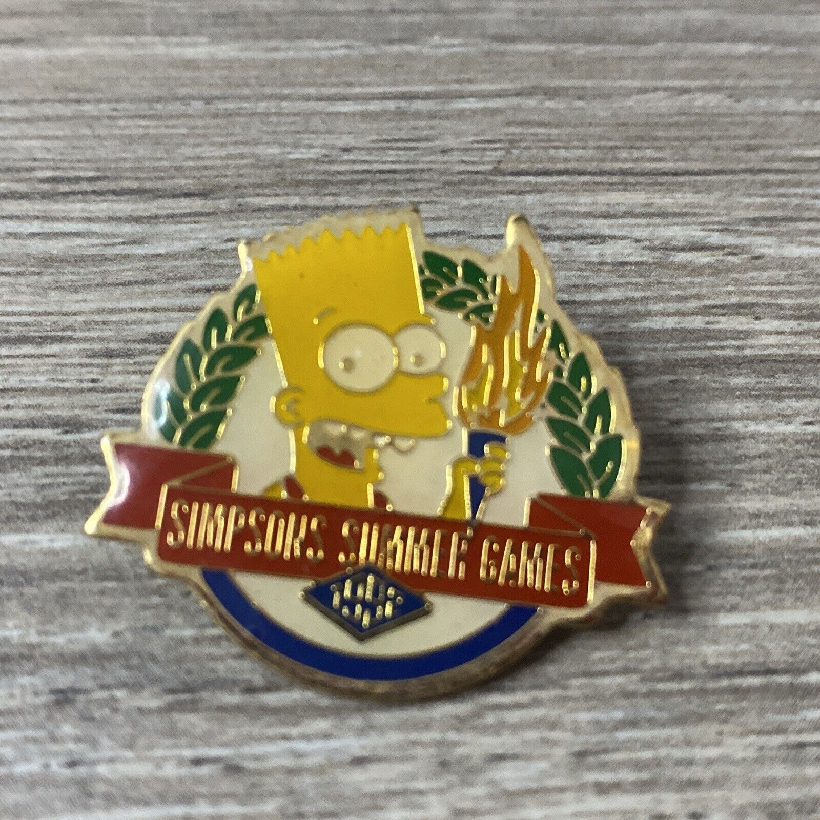 1992 Summer Games Bart The Simpsons Fox Mail-a-Way Promo Pin from Nestle Rare